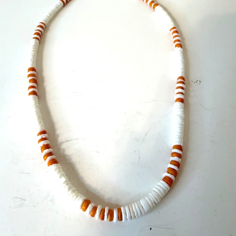 Heishi Bead Necklace White Disc Beads Minimal Surf Beach Unisex Boho Choker Jewe